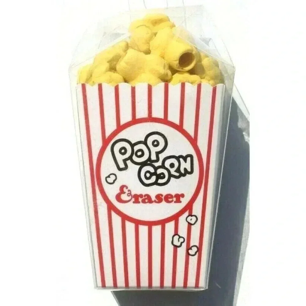 NEW Rubber Popcorn Pencil Erasers 12pcs Office SCHOOL Home Gag Gift Birthday BAG